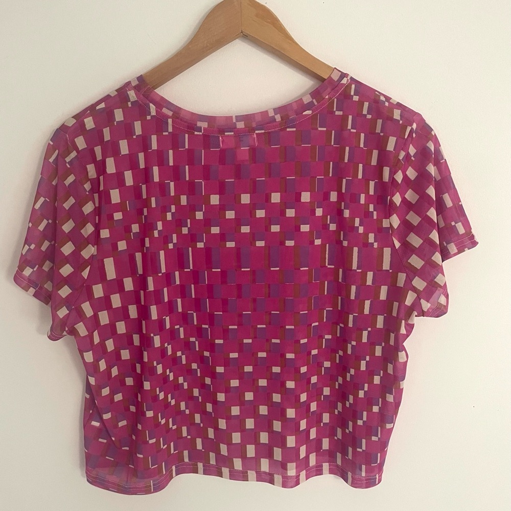 Pink sheer patterned crop